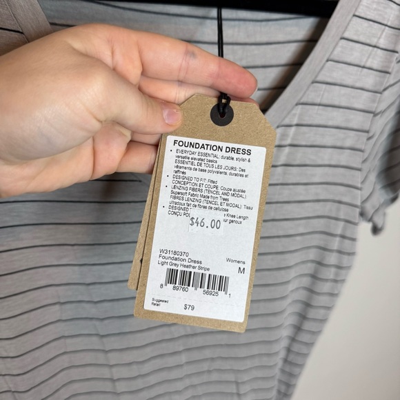 NWT Prana Women's Foundation Dress with Gathered Top Gray and Black Strips - Picture 7 of 12